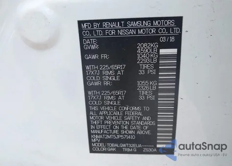 2018 Nissan Rogue Sv from USA, damaged, VIN KNMAT2MT5JP571410